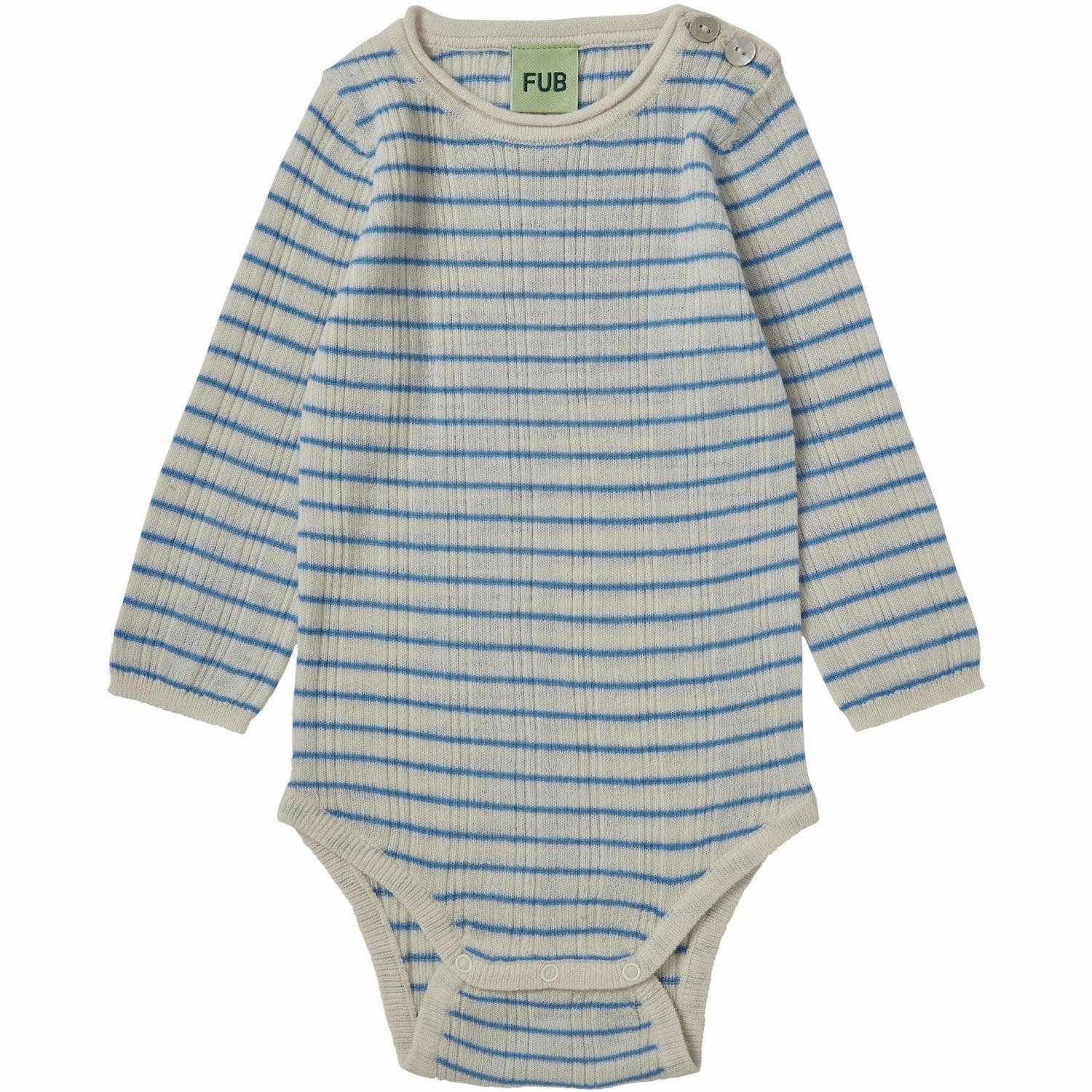 Durable FUB Ecru/Deep Sky Baby Rib Bodysuit Ls Desirable