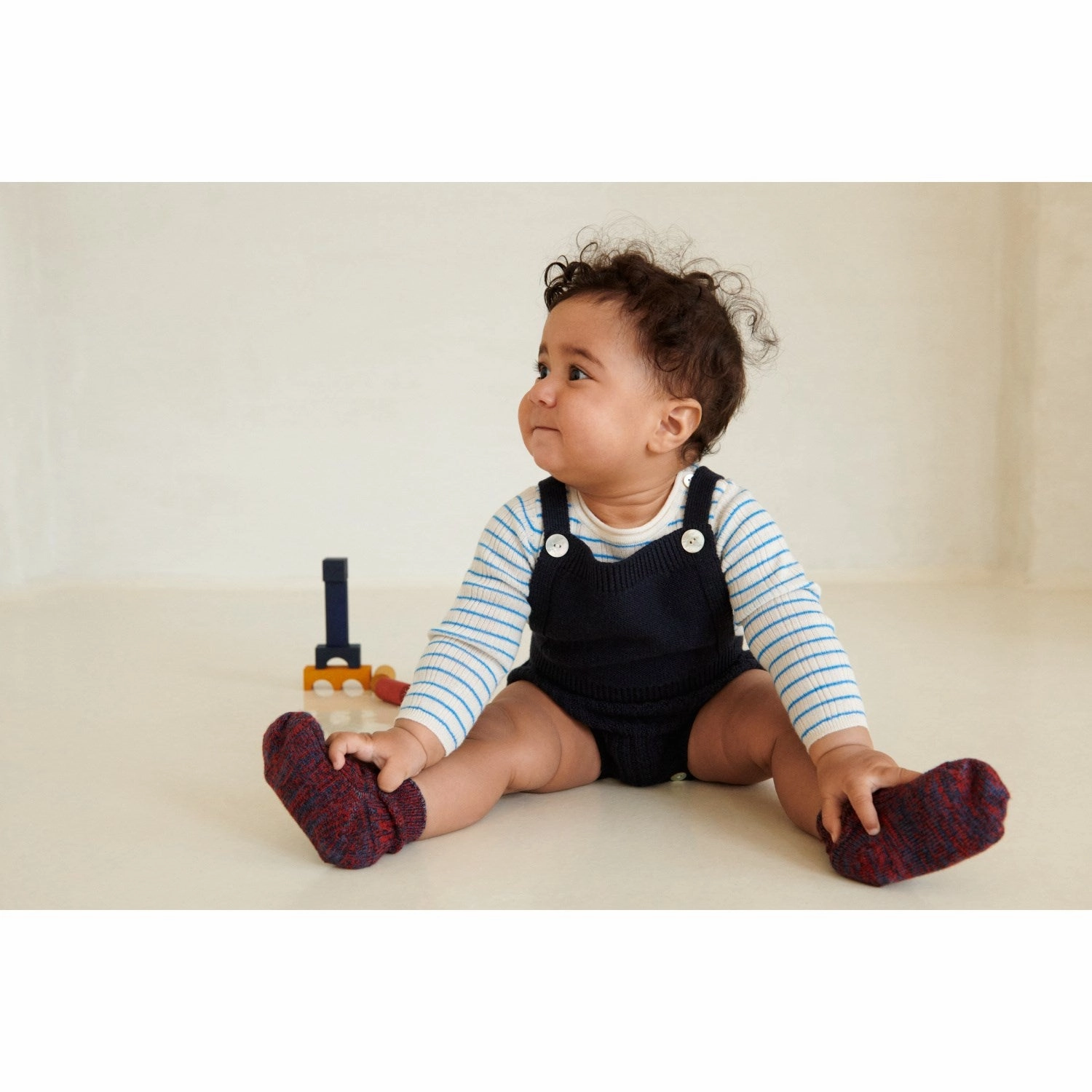 Durable FUB Ecru/Deep Sky Baby Rib Bodysuit Ls