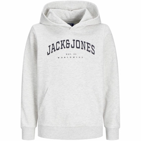 Durable Jack & Jones Junior White Melange Caleb Varsity Sweat Hoodie Noos Inspiring