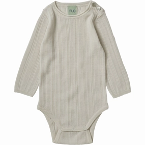 Edgy FUB Ecru Baby Rib Bodysuit Ls Fleece