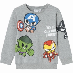 Elegance Name It Grey Melange Juck Marvel Sweatshirt Worldwide
