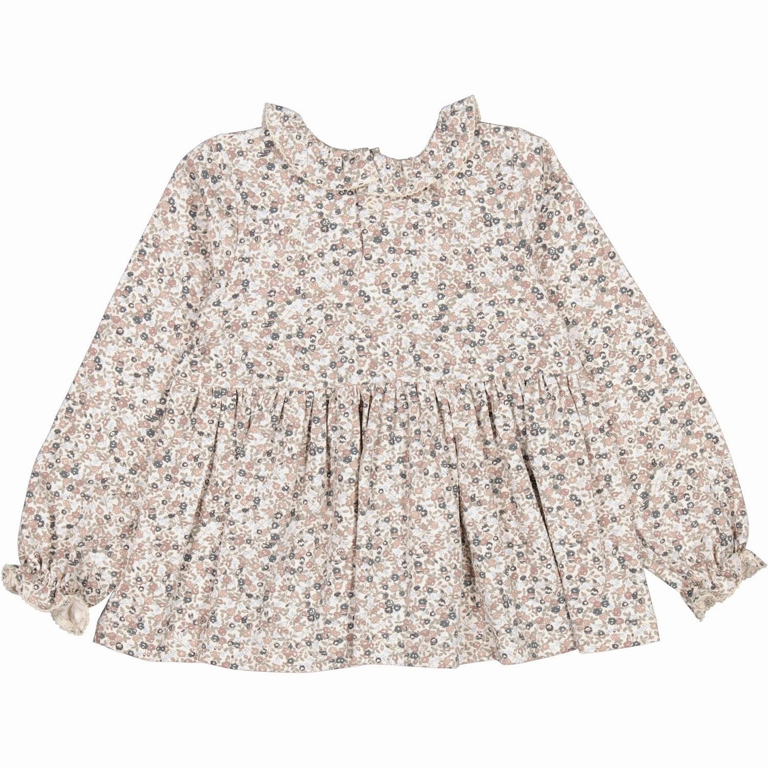 Elegant MarMar Jersey Print Deep Peony Tiora Frill LS Blouse