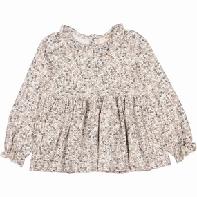 Elegant MarMar Jersey Print Deep Peony Tiora Frill LS Blouse Button