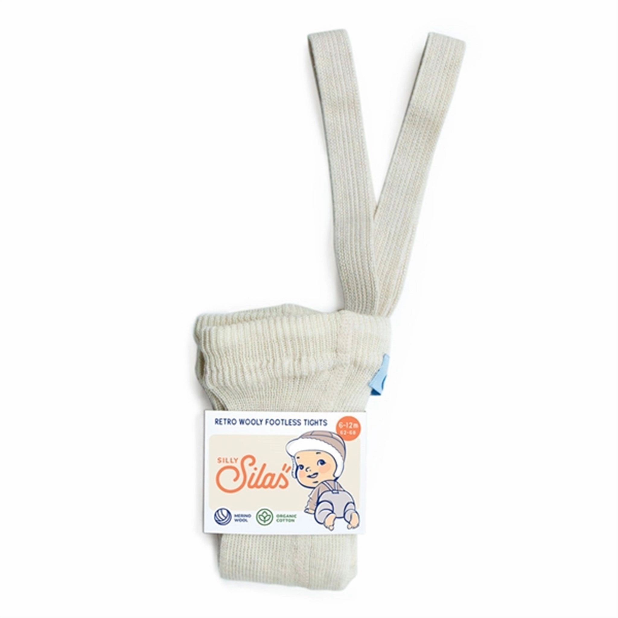 Elegant Silly Silas Wooly footless tights with braces Cream Blend Cotton