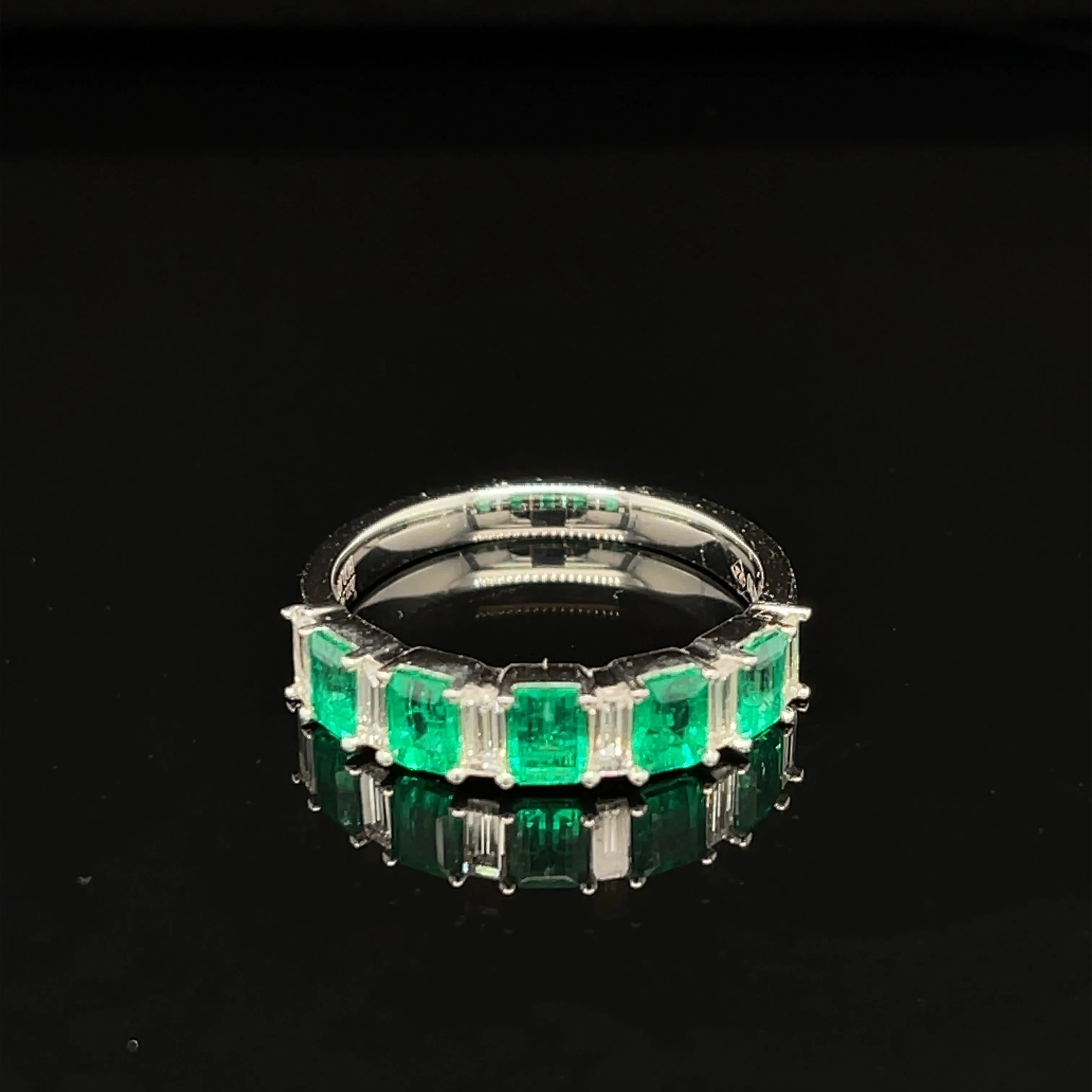 Emerald & Diamond 1.40ctw Wedding Band in 18k White Gold - #410 - RGEME065577