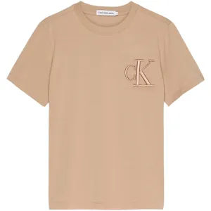 Enchanting Calvin Klein Monogram Embro Logo T-Shirt Travertine Luxury