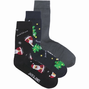 Enchanting Jack & Jones Junior Black Holly Jolly Socks Giftbox Ethereal