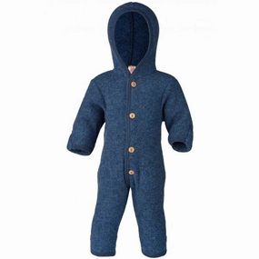 Engel Hooded Overall w. Buttons Blue Mlange Slim Bold