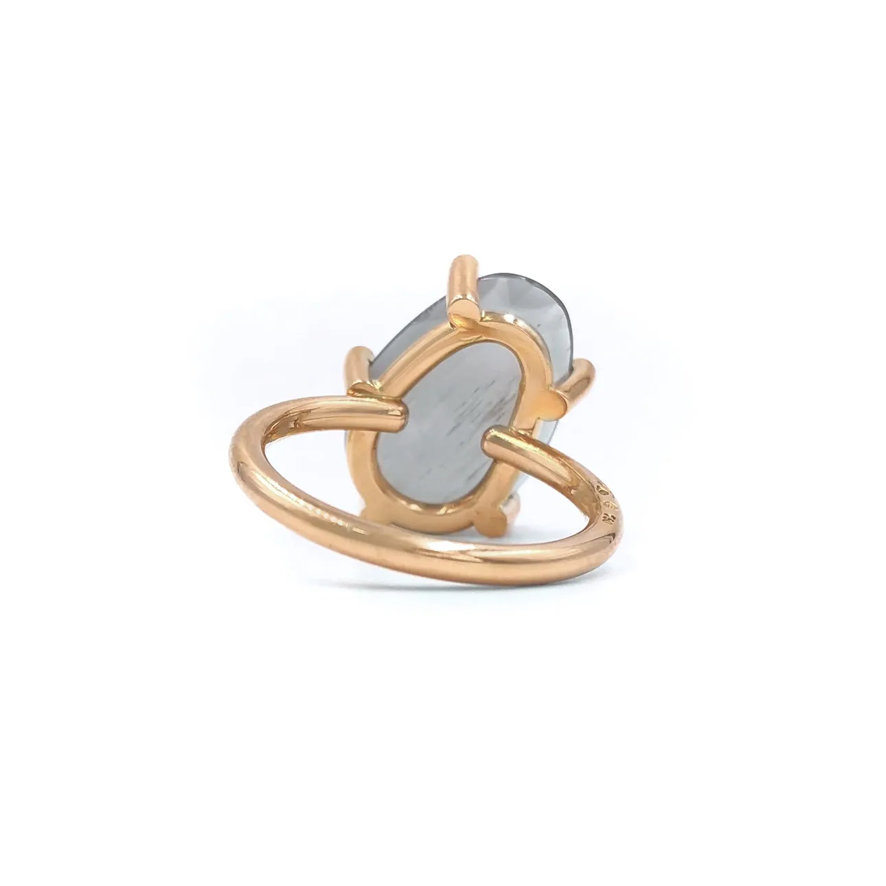 Erich Zimmermann Glowing Reflective Moonstone White Diamond Gold Snowflake Ring