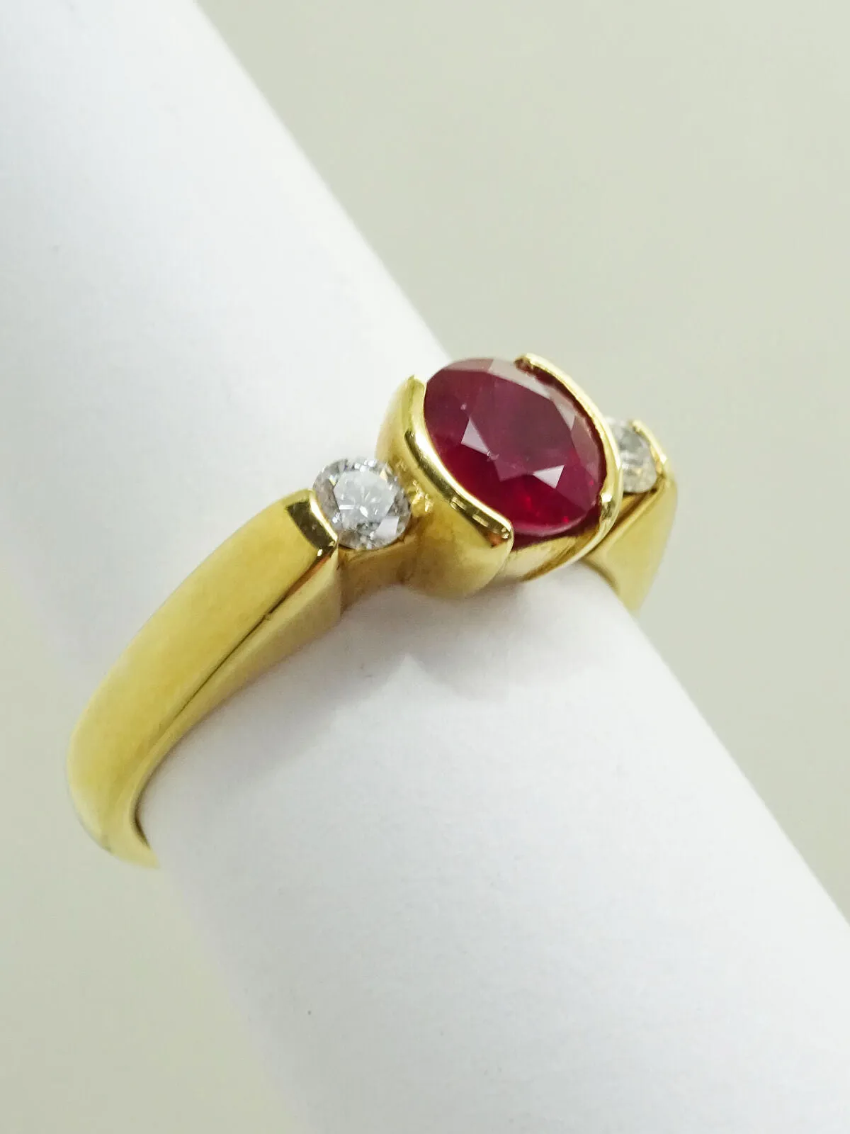 Estate 1.10ct Natural Ruby & Diamond MC Signed Ring 18k Gold Size 6