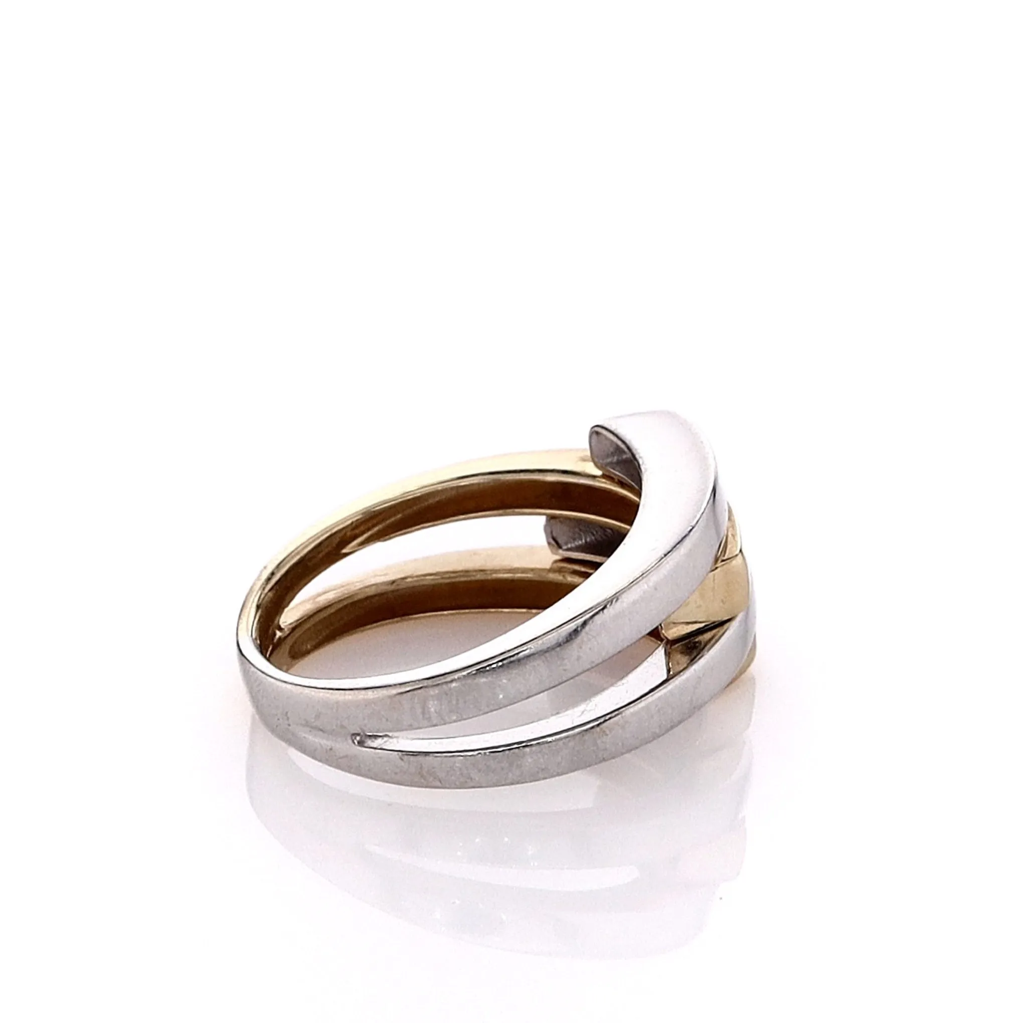 Estate 14k Two-Tone Polished Bars Bypass Design Ring