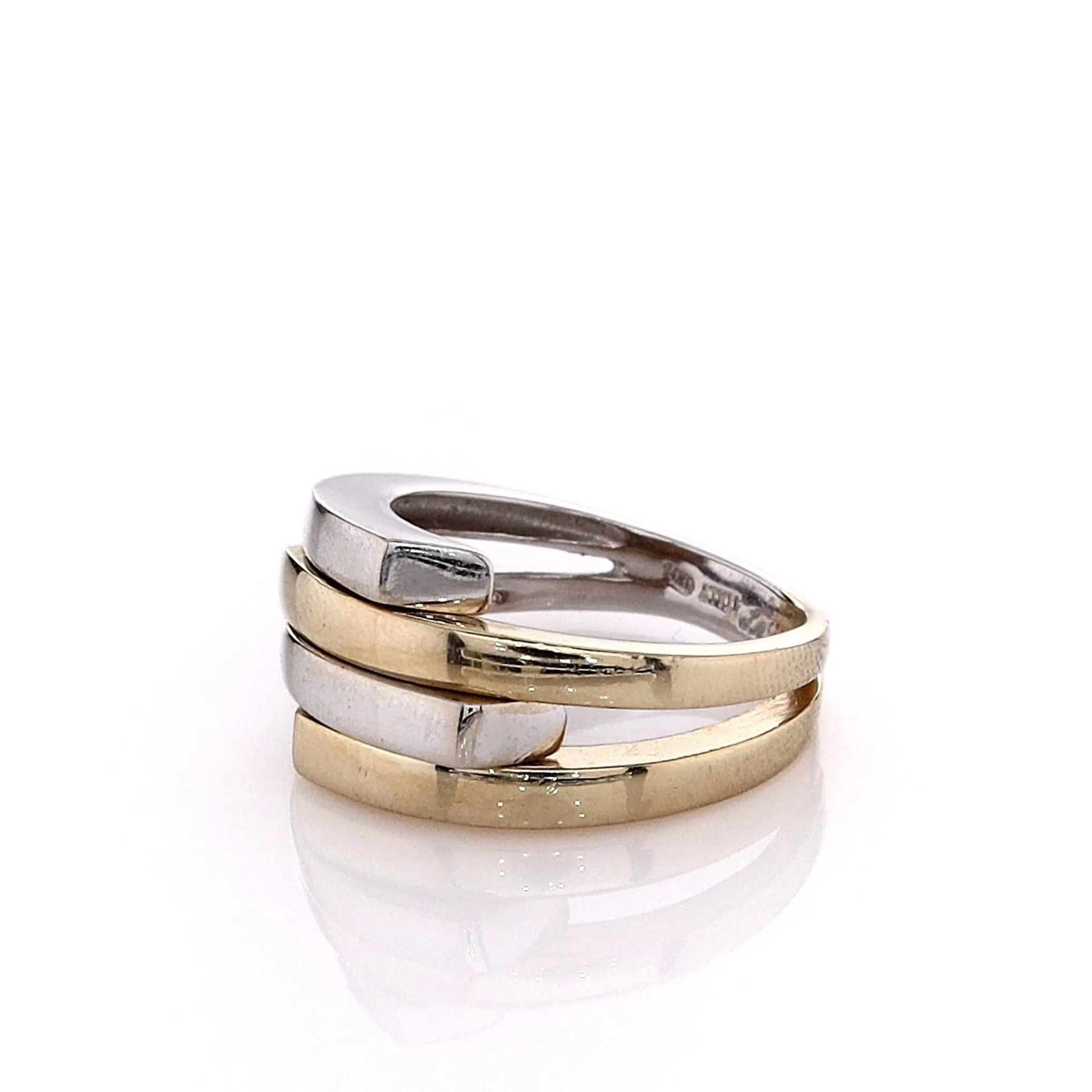 Estate 14k Two-Tone Polished Bars Bypass Design Ring
