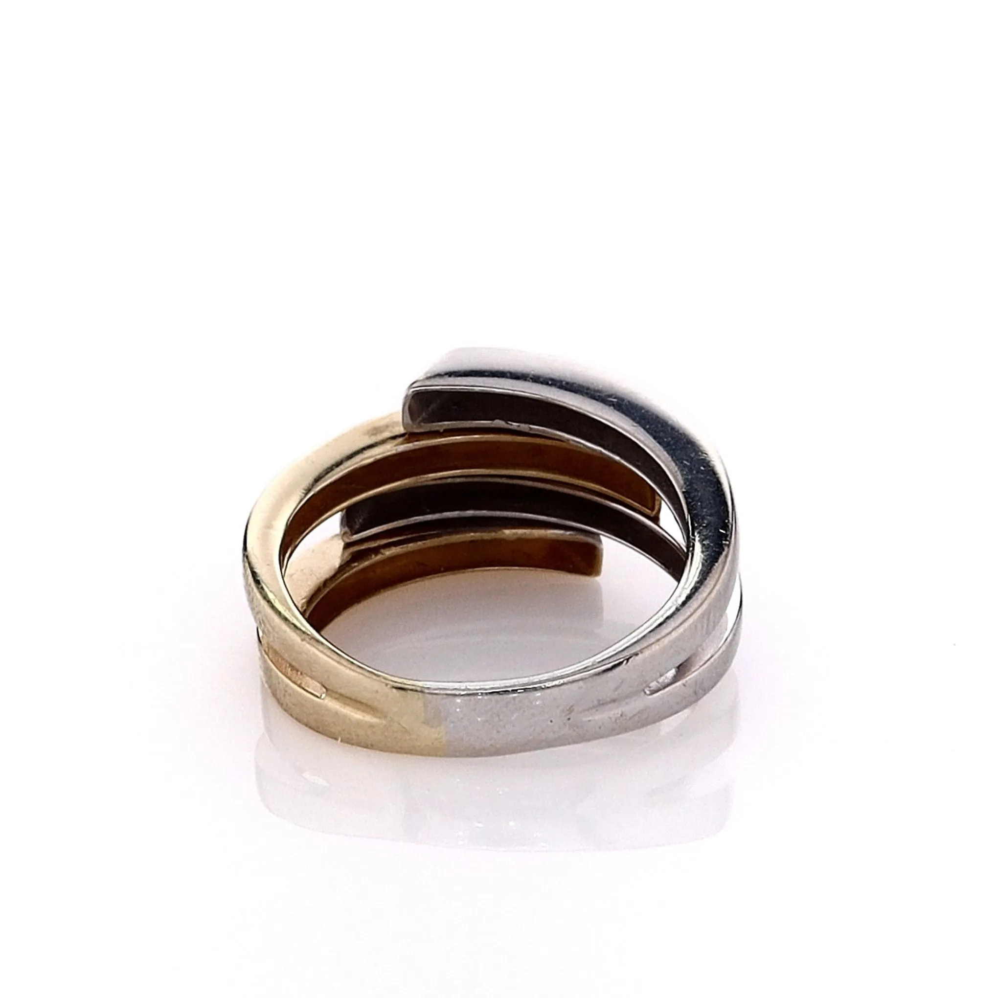 Estate 14k Two-Tone Polished Bars Bypass Design Ring