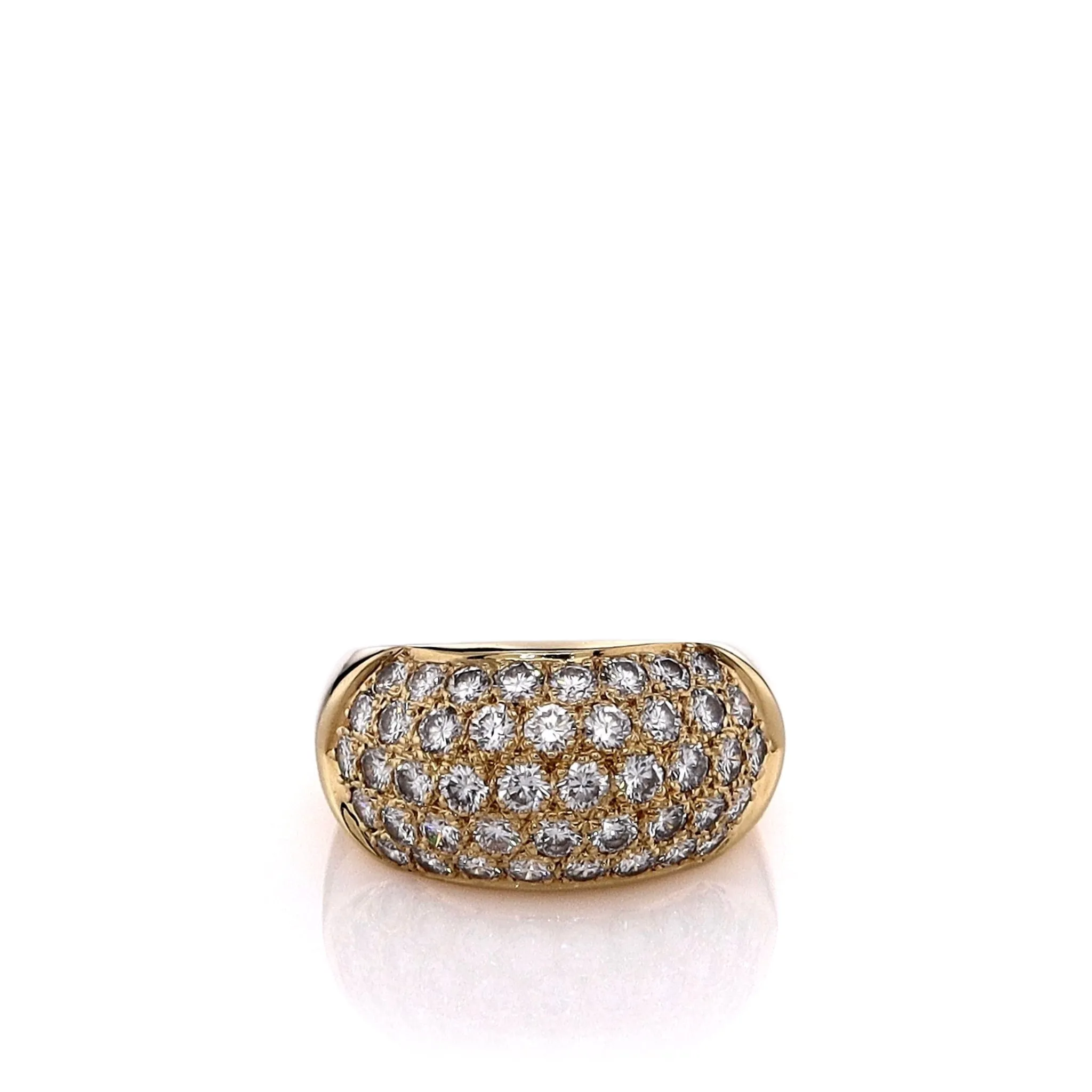 Estate 18k Yellow Gold Domed Top 5 Row Diamond Ring