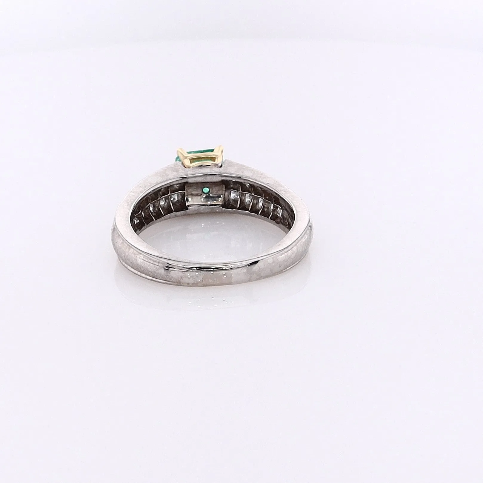 Estate Platinum Emerald and Diamond Ring