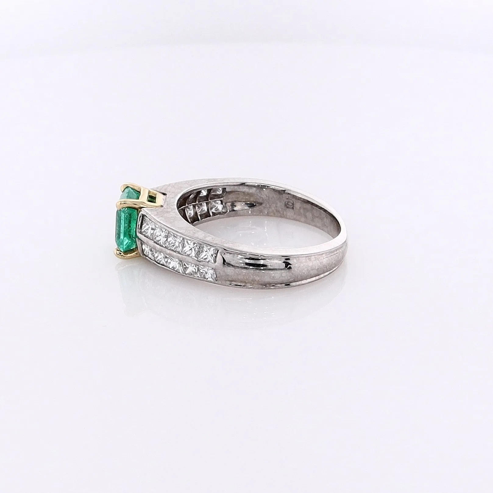 Estate Platinum Emerald and Diamond Ring