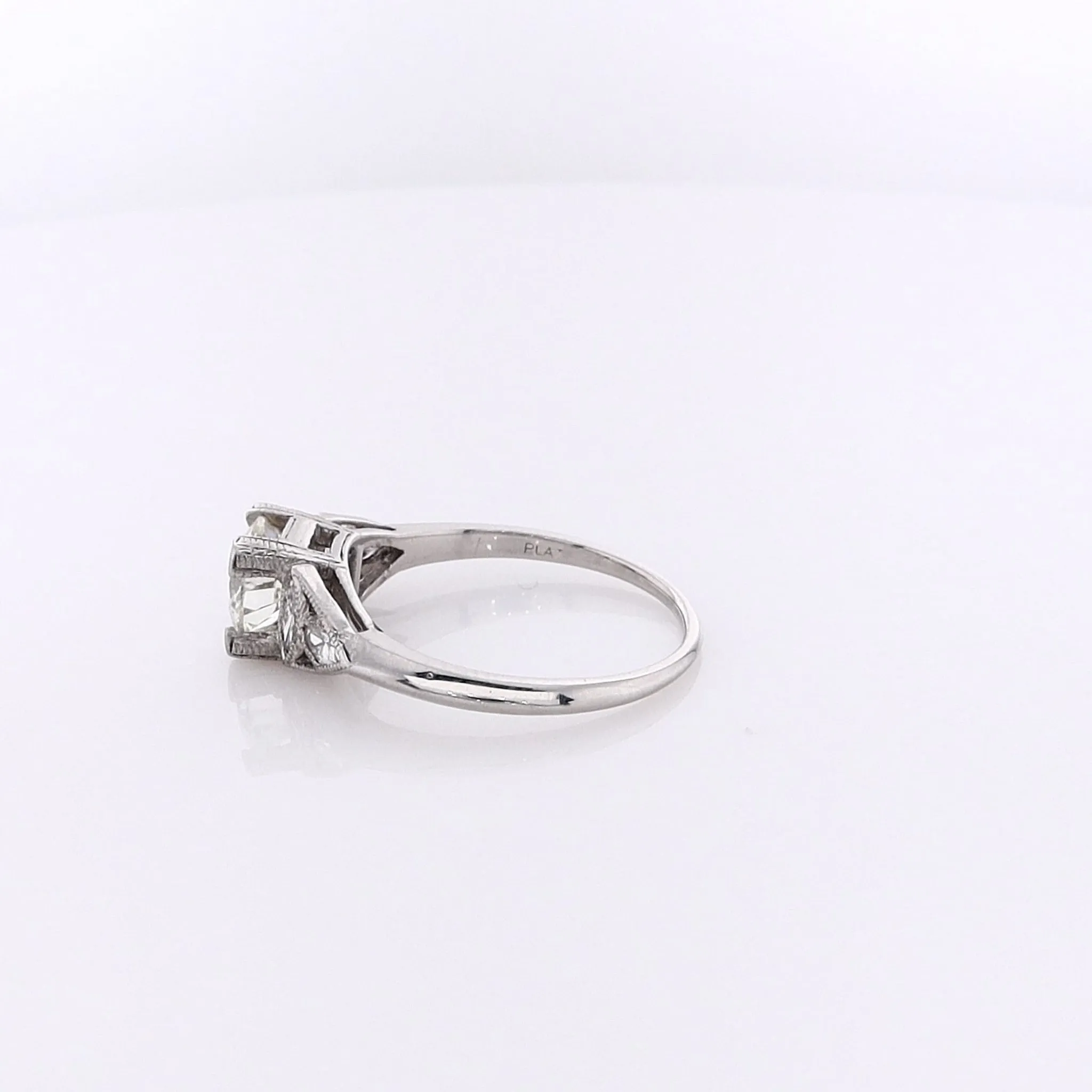 Estate Platinum Milgrain Diamond Engagement Ring