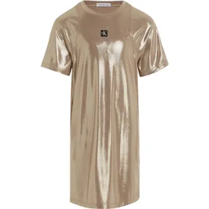 Esteemed Calvin Klein Metallic Coated Dress Frosted Almond Sophisticated
