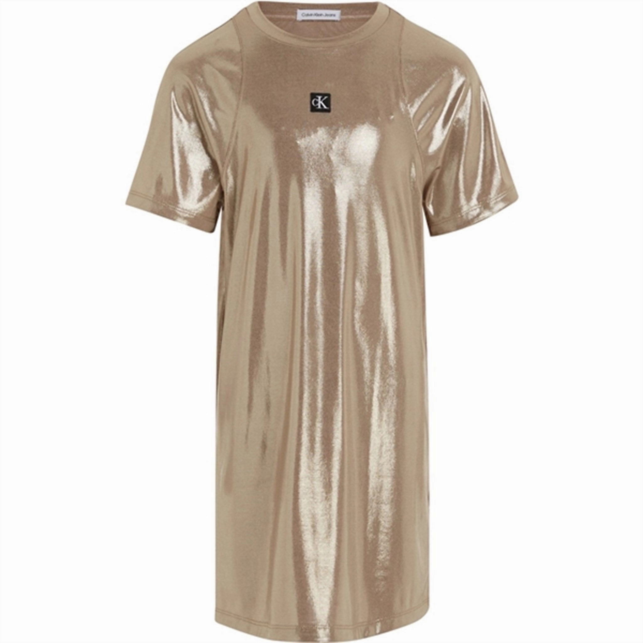 Esteemed Calvin Klein Metallic Coated Dress Frosted Almond Sophisticated