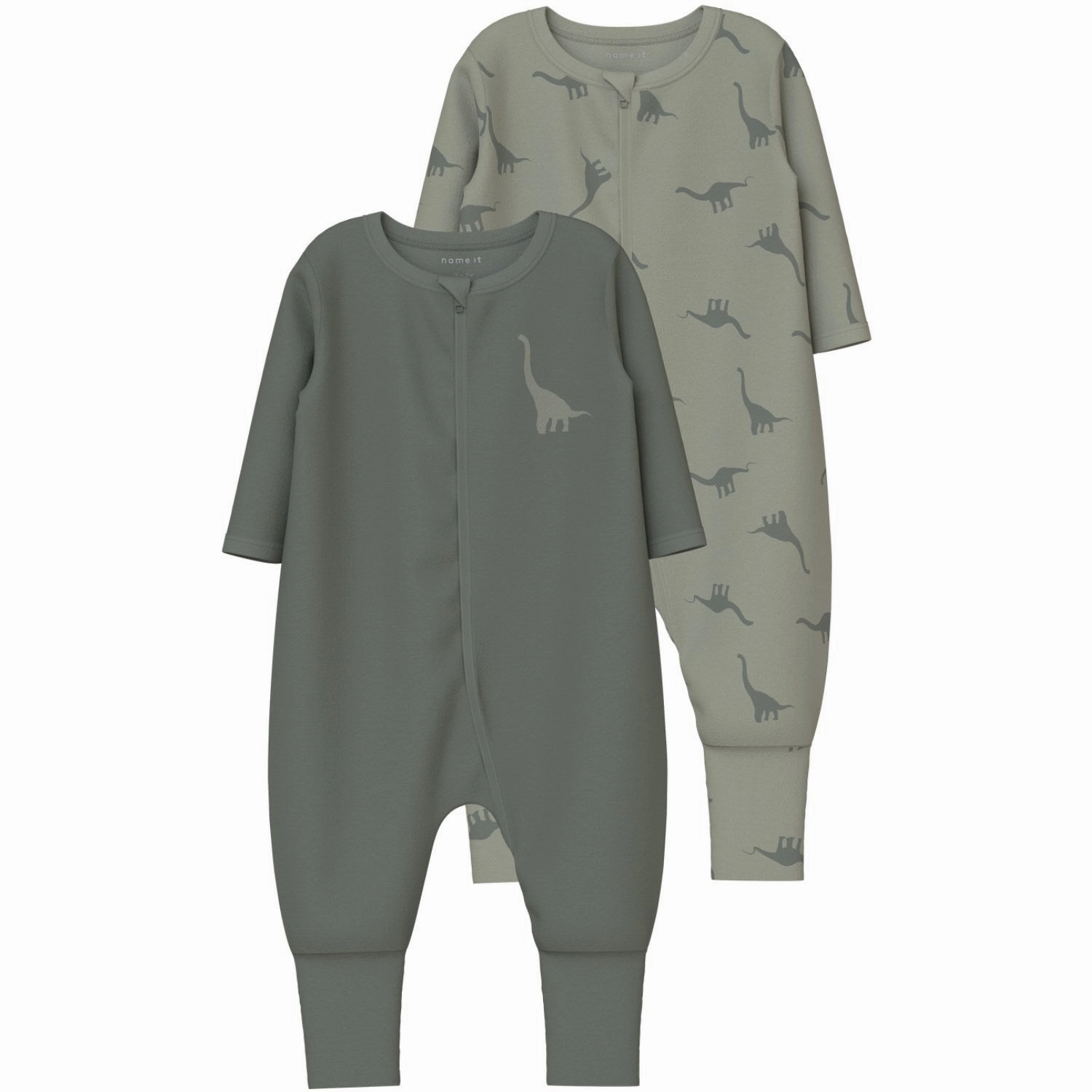 Luxury Name It Agave Green Nightsuit 2-pack Zip Green Dino Noos Sleek