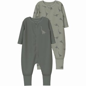 Esteemed Name It Agave Green Nightsuit 2-pack Zip Green Dino Noos Magnetic