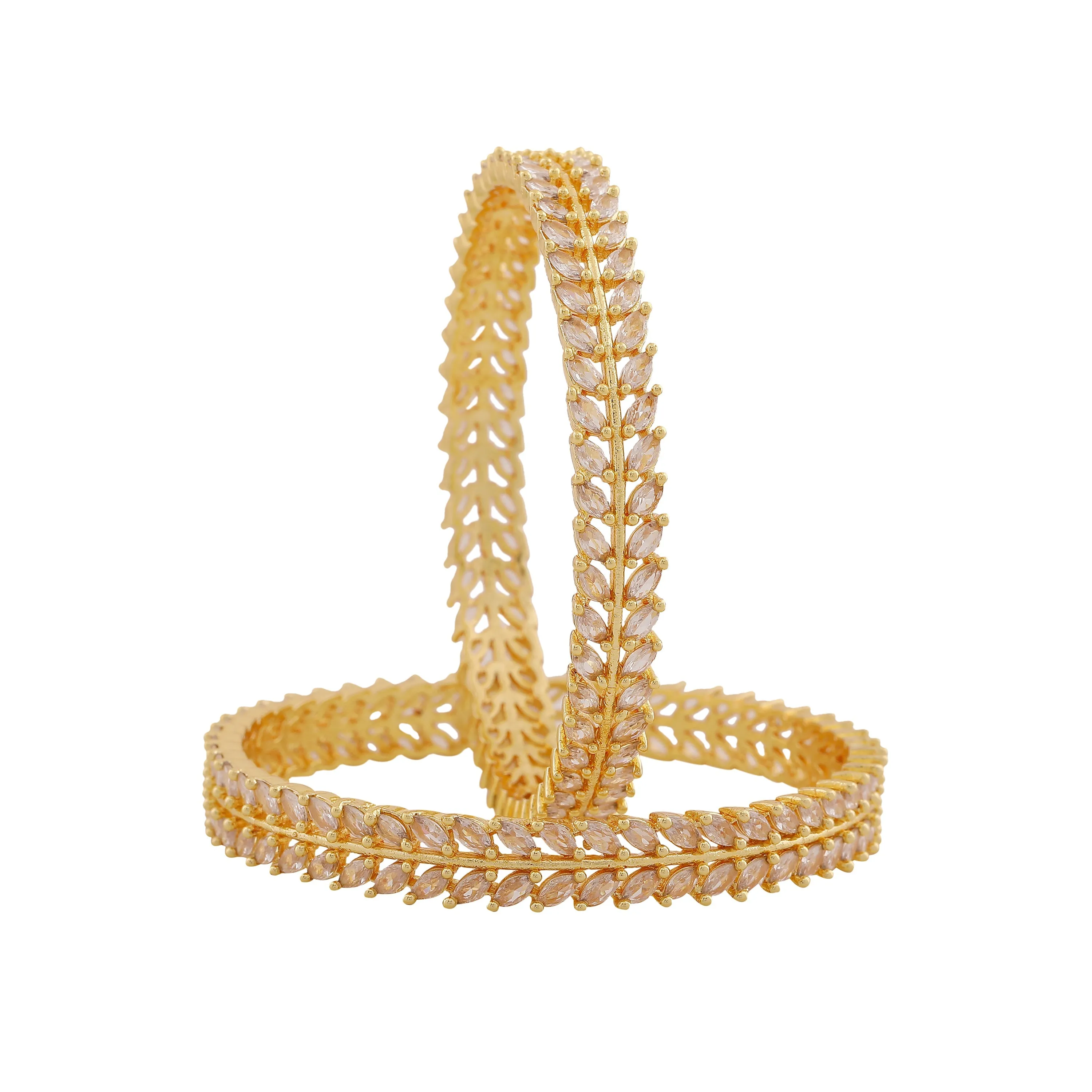 Estele Gold Plated Sparkling White American Diamond Bangles|Available Sizes in 2:6 & 2:8|A Dazzling Choice for Modern Women