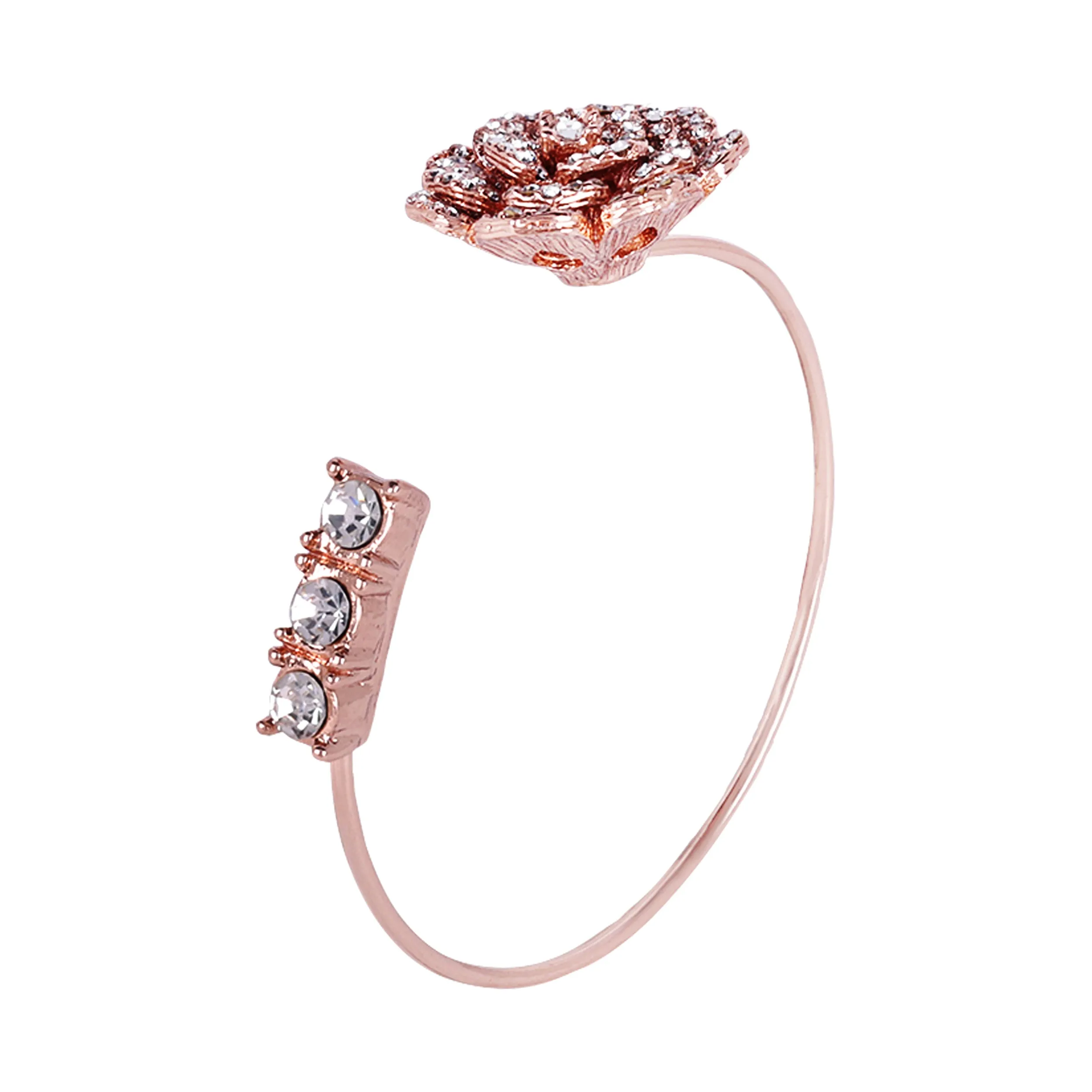 Estele Rose Collectiona??? Exclusive Rose Motif Cuff Bracelet: Luxurious Rosegold Plated with Floral Charmsa??? Perfect Accessory for Women's Fashion & Gifts