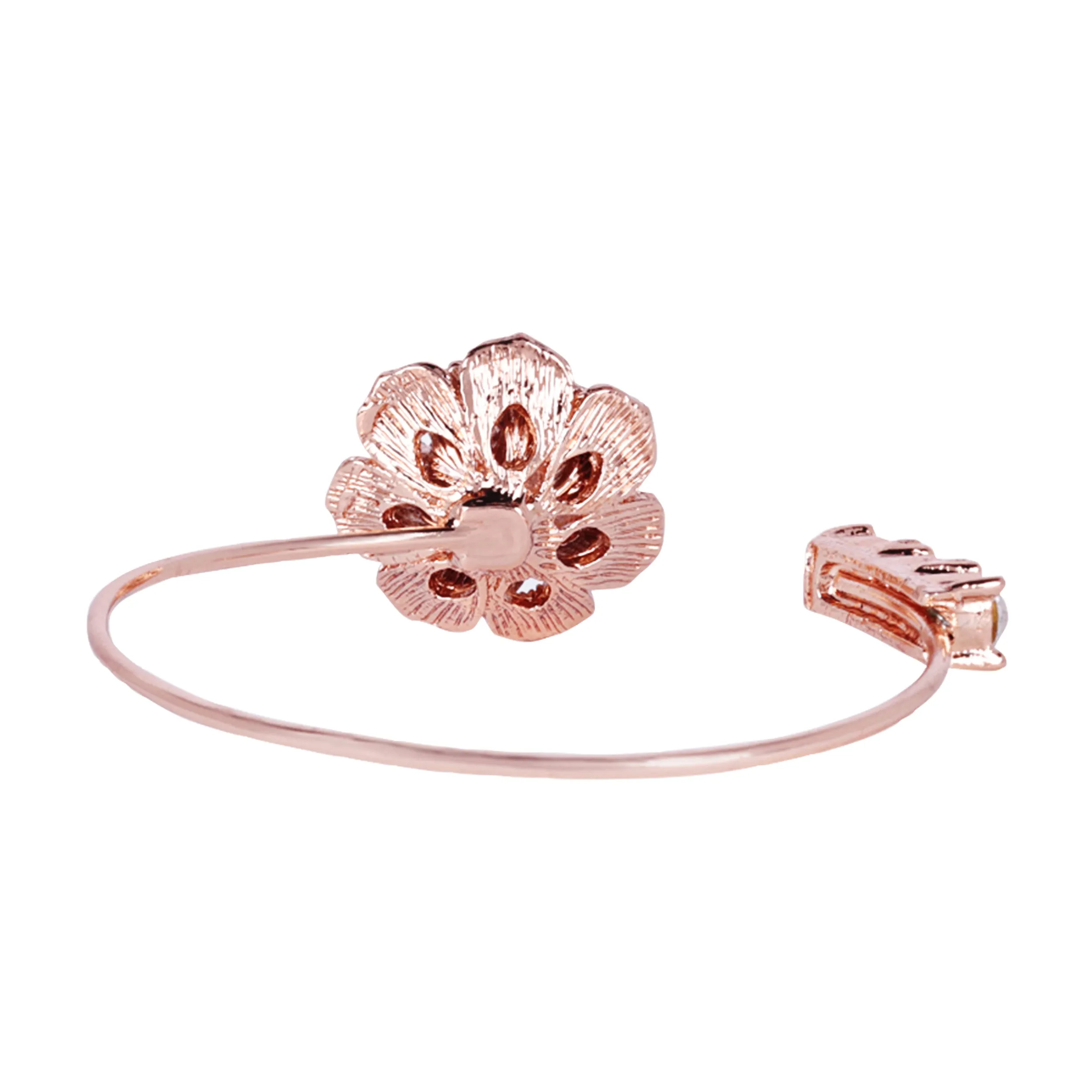 Estele Rose Collectiona??? Exclusive Rose Motif Cuff Bracelet: Luxurious Rosegold Plated with Floral Charmsa??? Perfect Accessory for Women's Fashion & Gifts