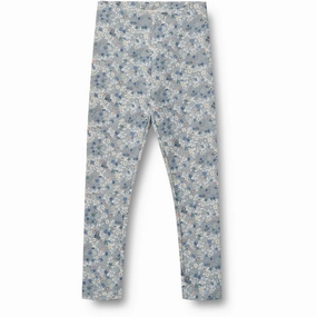 Ethereal Wheat Blue Summer Flowers Jersey Leggings Jules Woven