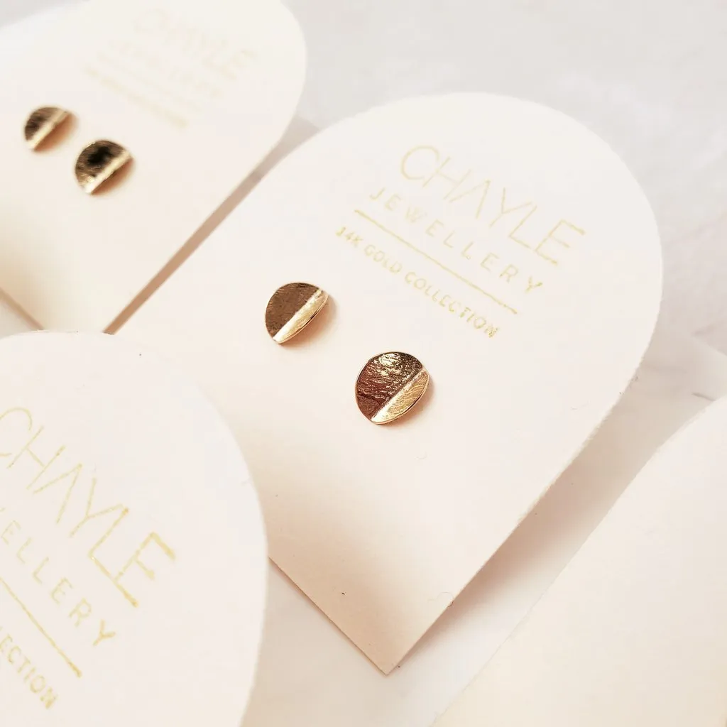 Eucalyptus Mini Studs 14k Gold