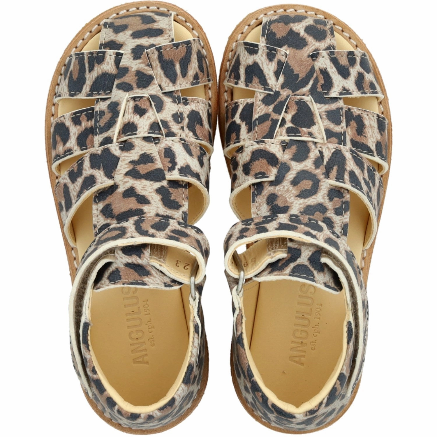 Everyday shoes Angulus Leopard suede Beginner Sandal Med Velcro Closure