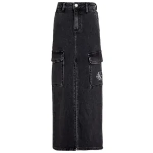 Exclusive Calvin Klein Charcoal Grey Rgd Maxi Denim Skirt Admired