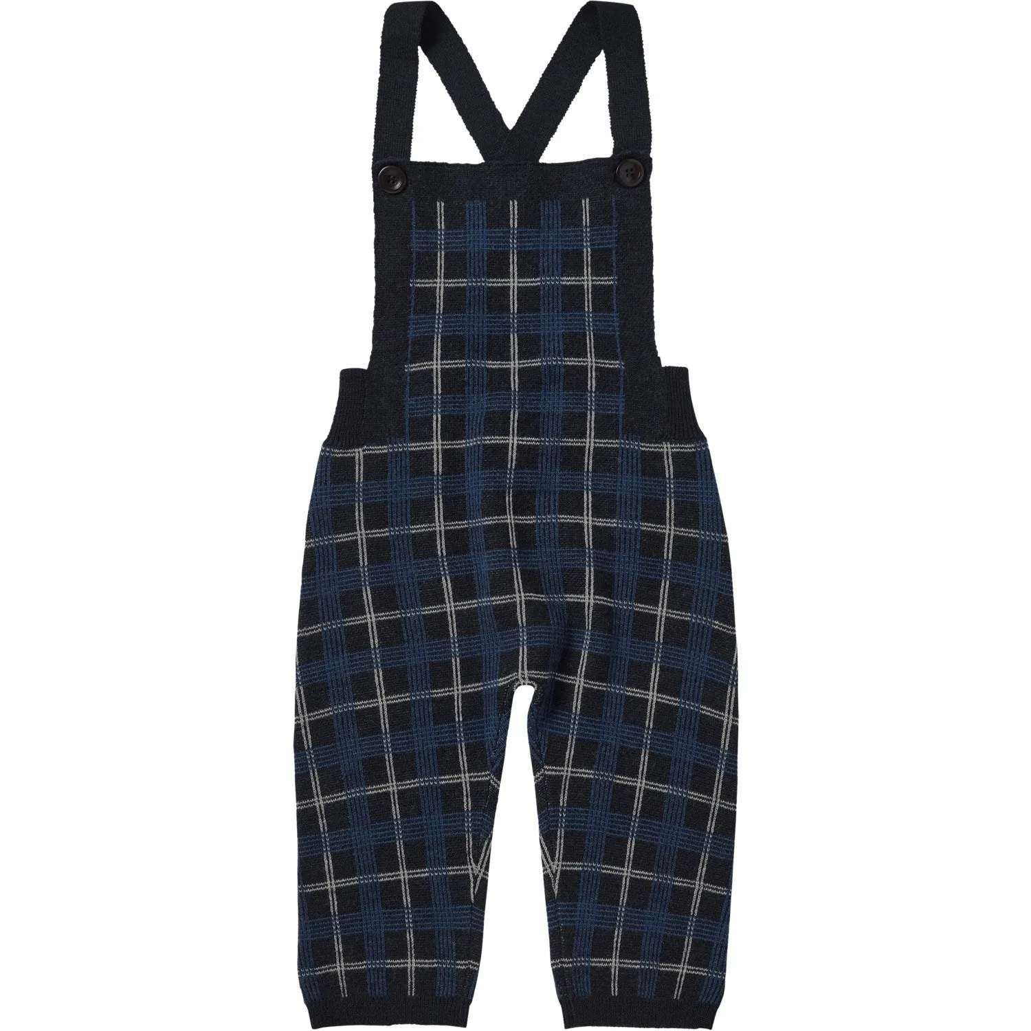 Exclusive FUB Dark Navy Baby Checked Overalls Distinctive