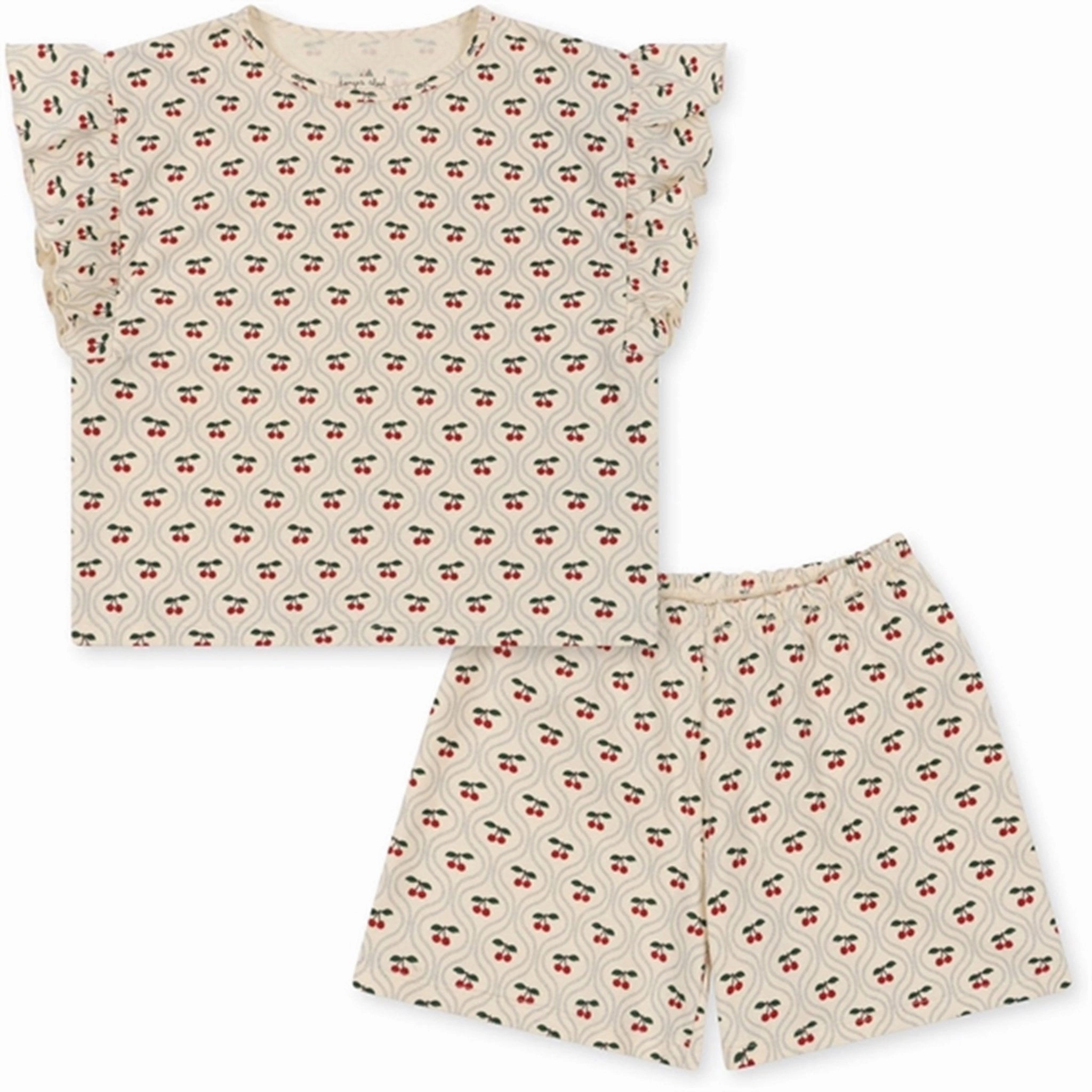 Exclusive Konges Sljd Cherry Motif 2-pack Lin Frill Set Premium