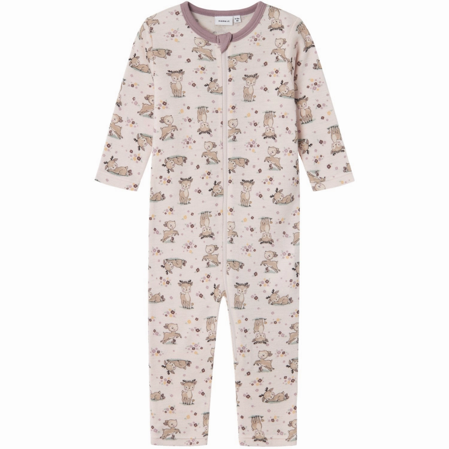 Name It Lilac Ash AOP Willit Wool Onesie Revered Stylish