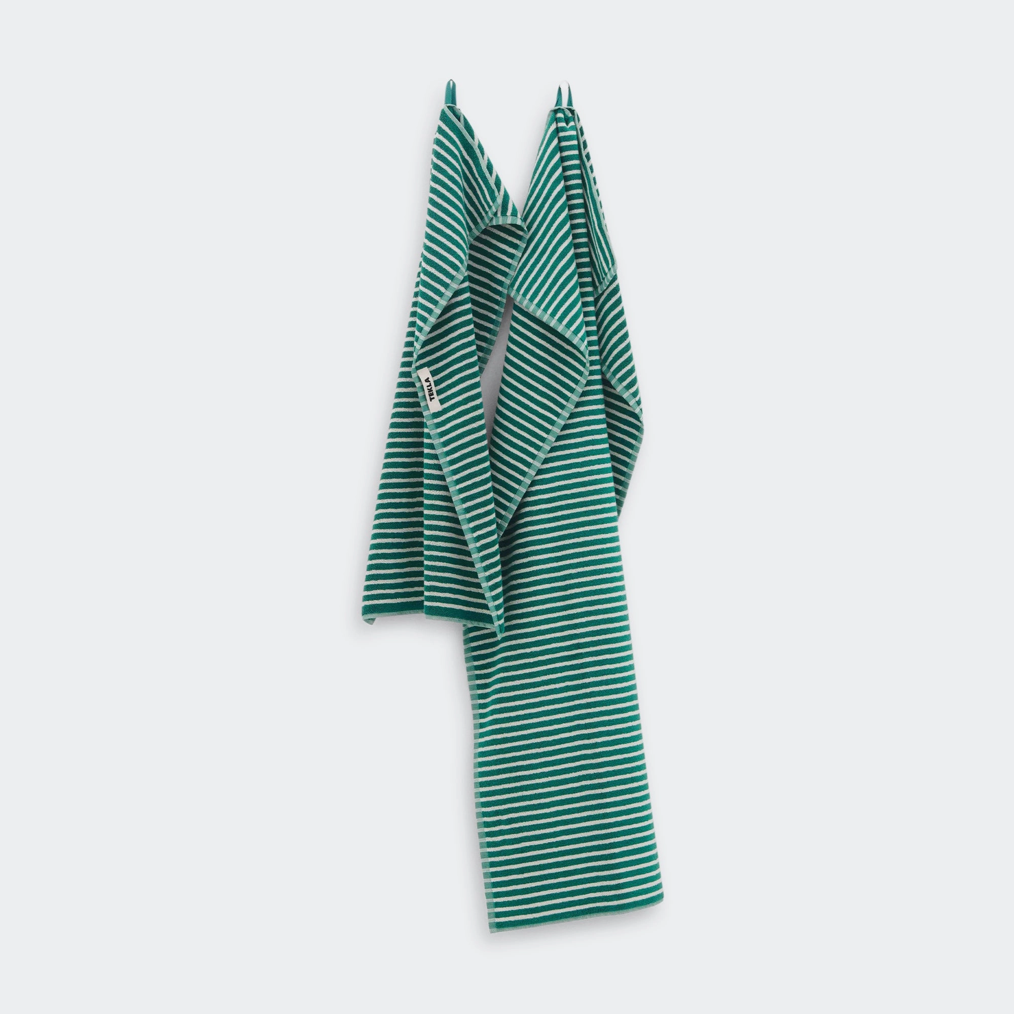 fabindia new arrivals kurtas Terry Towel - Teal Green Stripes