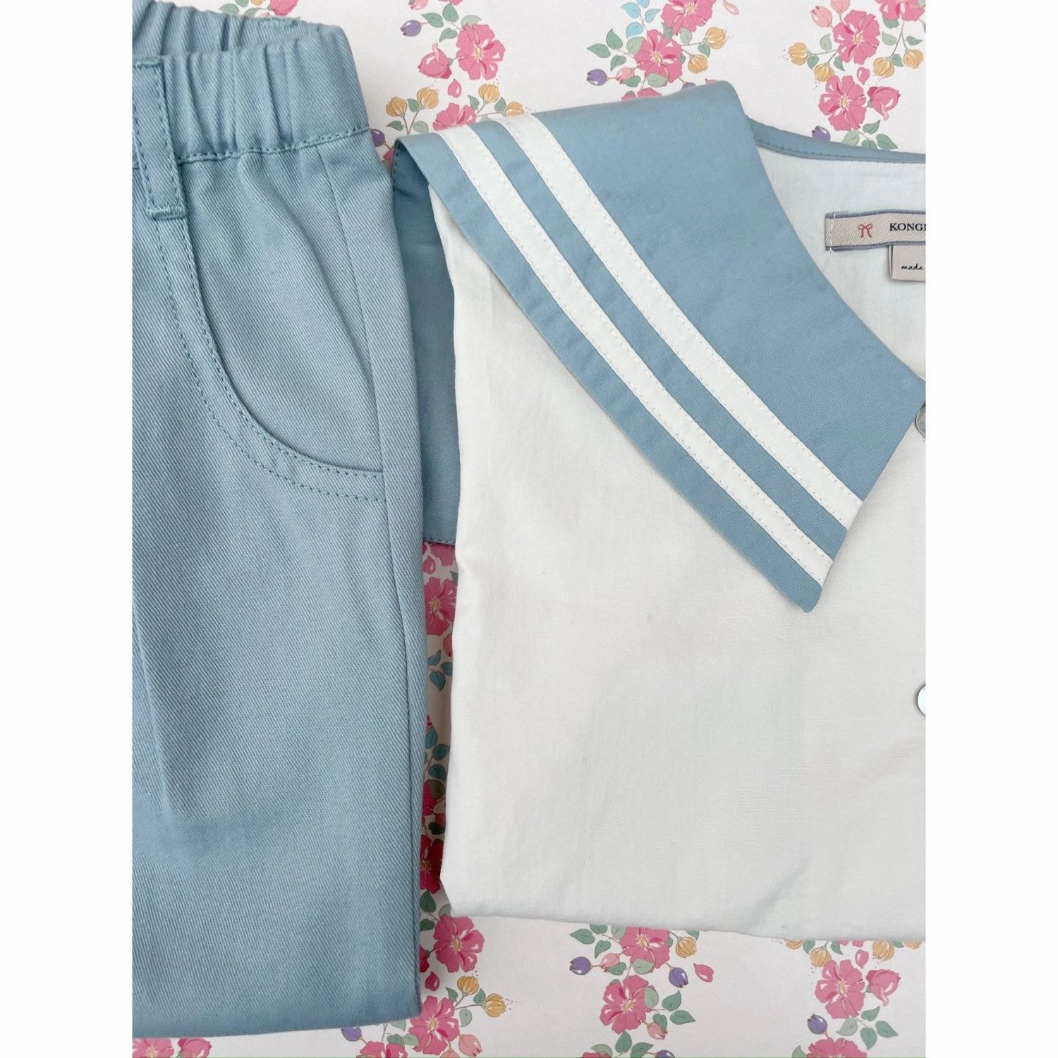 Fabric Konges Sljd Ashley Blue Celebration Frankie Pants GOTS