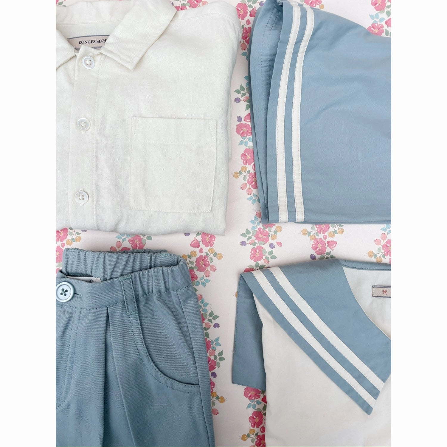Fabric Konges Sljd Ashley Blue Celebration Frankie Pants GOTS