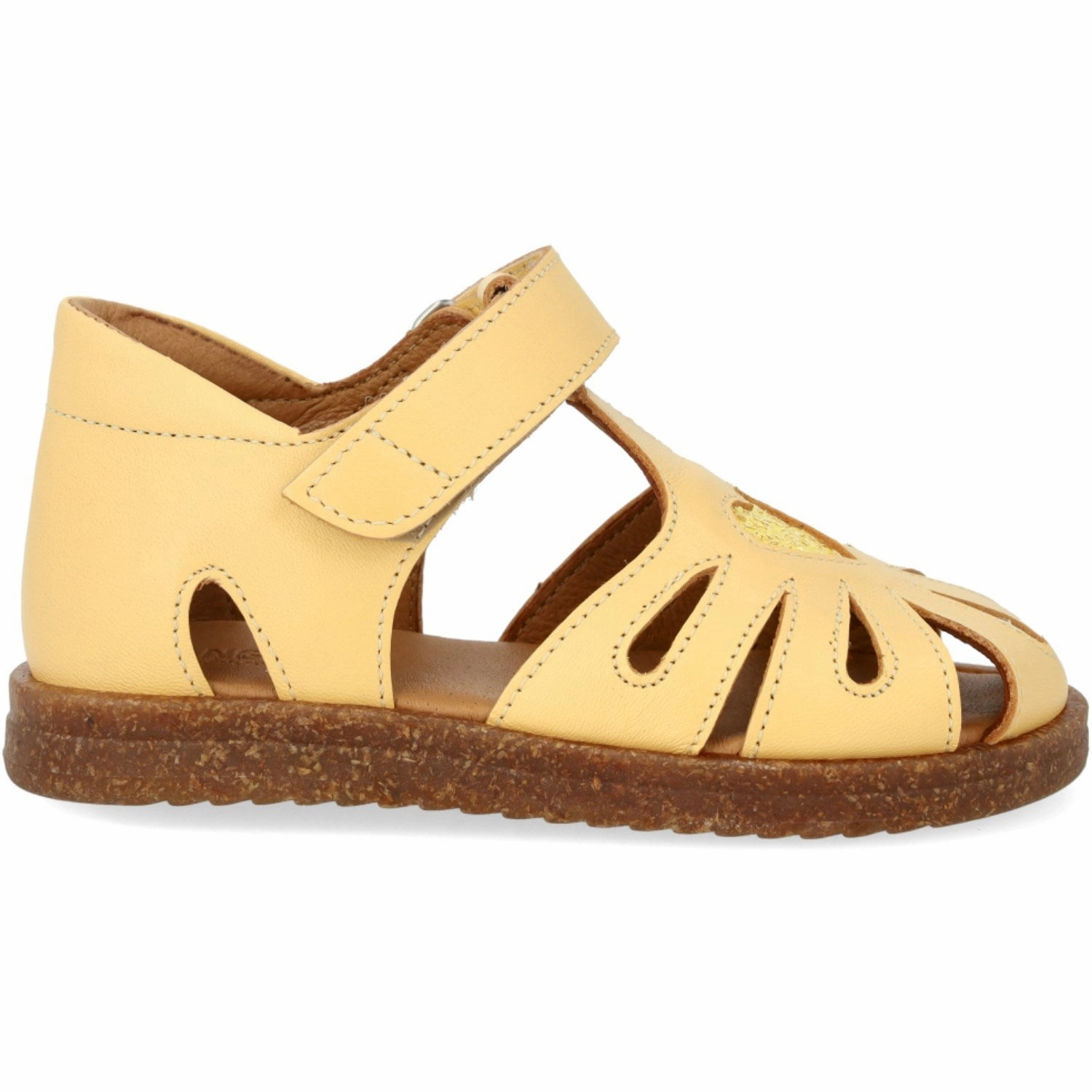 Fashion shoes Angulus Mellow Yellow/Pineapple Glitter Leather Heart Sandal with Sparkling Glitter Heart
