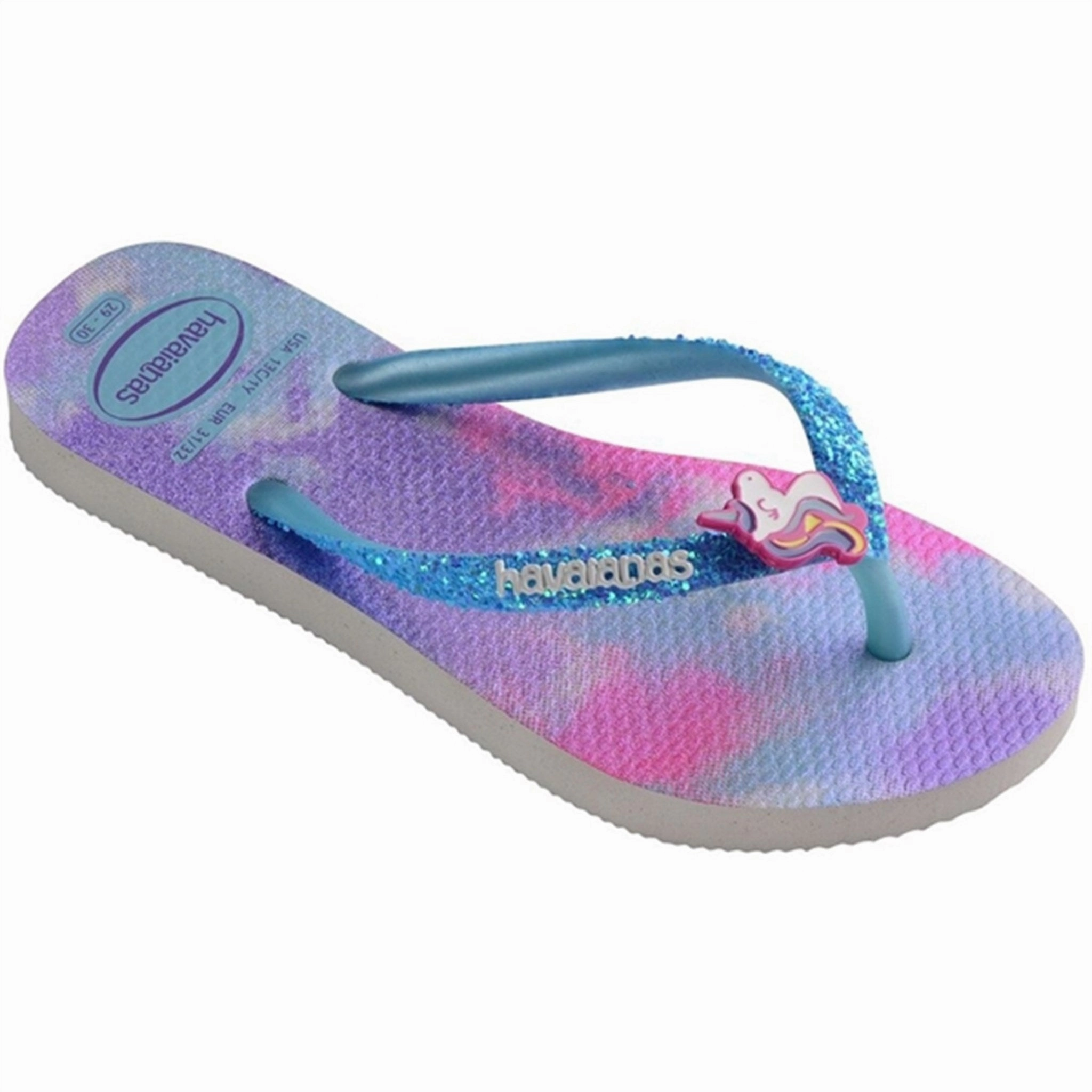 Fashion shoes Havaianas Kids Sandals Slim Glitter Trendy White/BlueWater