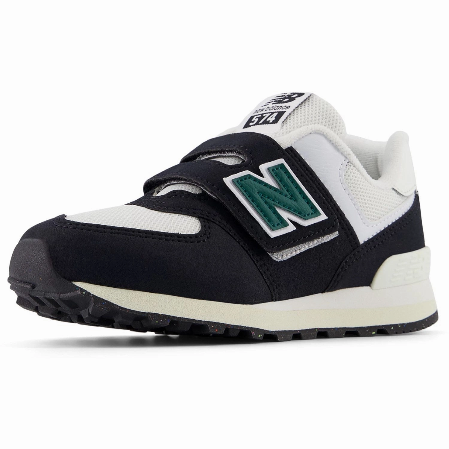 Fashion shoes New Balance Black 574 Kids Hook & Loop Sneakers