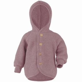 Fashionable Engel Hooded Jacket with Wooden Buttons Rosewood Mlange Edgy