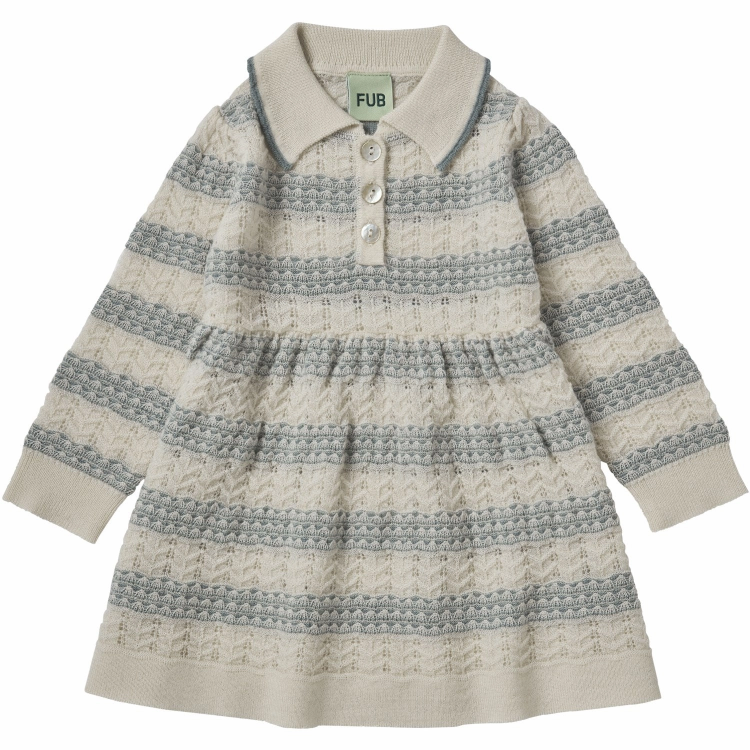 Fashionable FUB Ecru/Misty Green Baby Dress Trend
