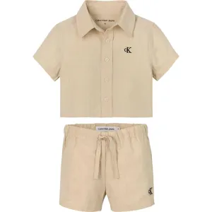 Finest Calvin Klein Shirt Shorts Set Vanilla Heather Valuable