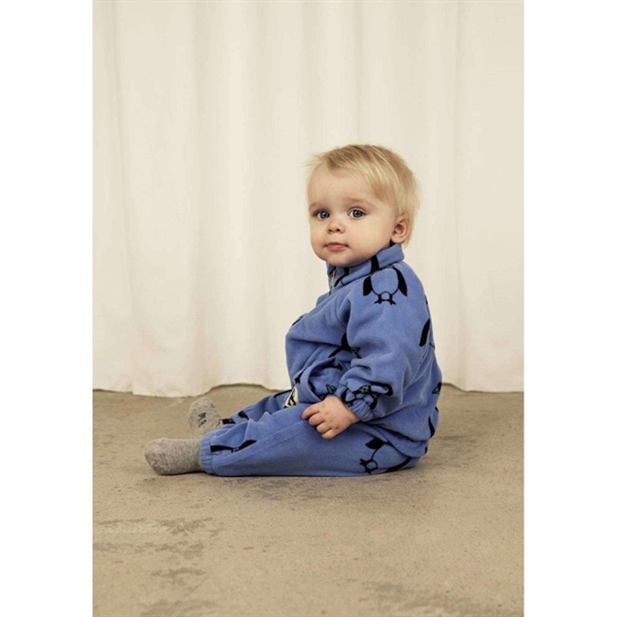 Finest Mini Rodini Penguin Fleece Jacket Blue