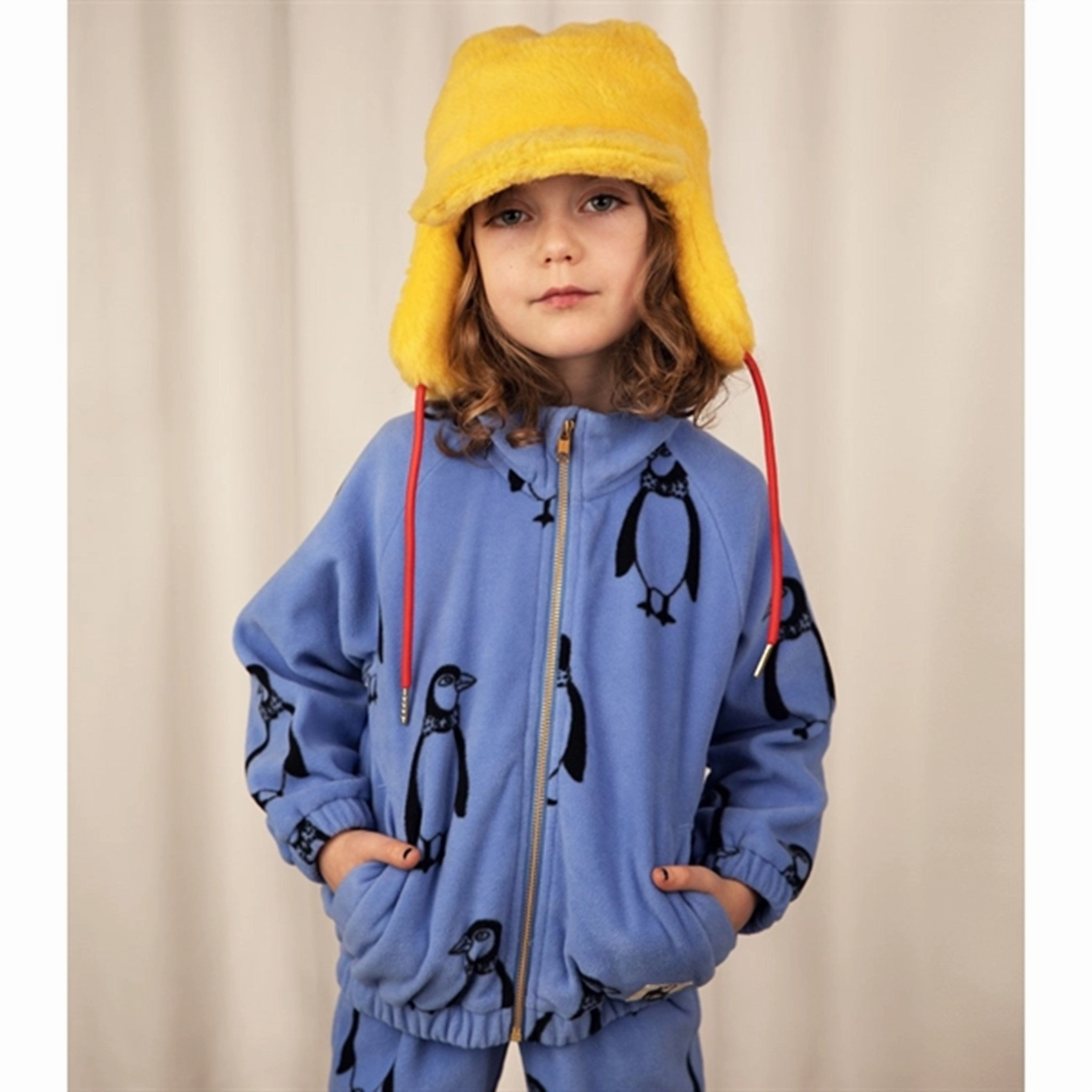 Finest Mini Rodini Penguin Fleece Jacket Blue