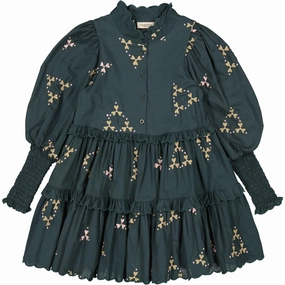 Fleece MarMar Light Embroidery Deep Forest Hearts Dela Dress Pattern