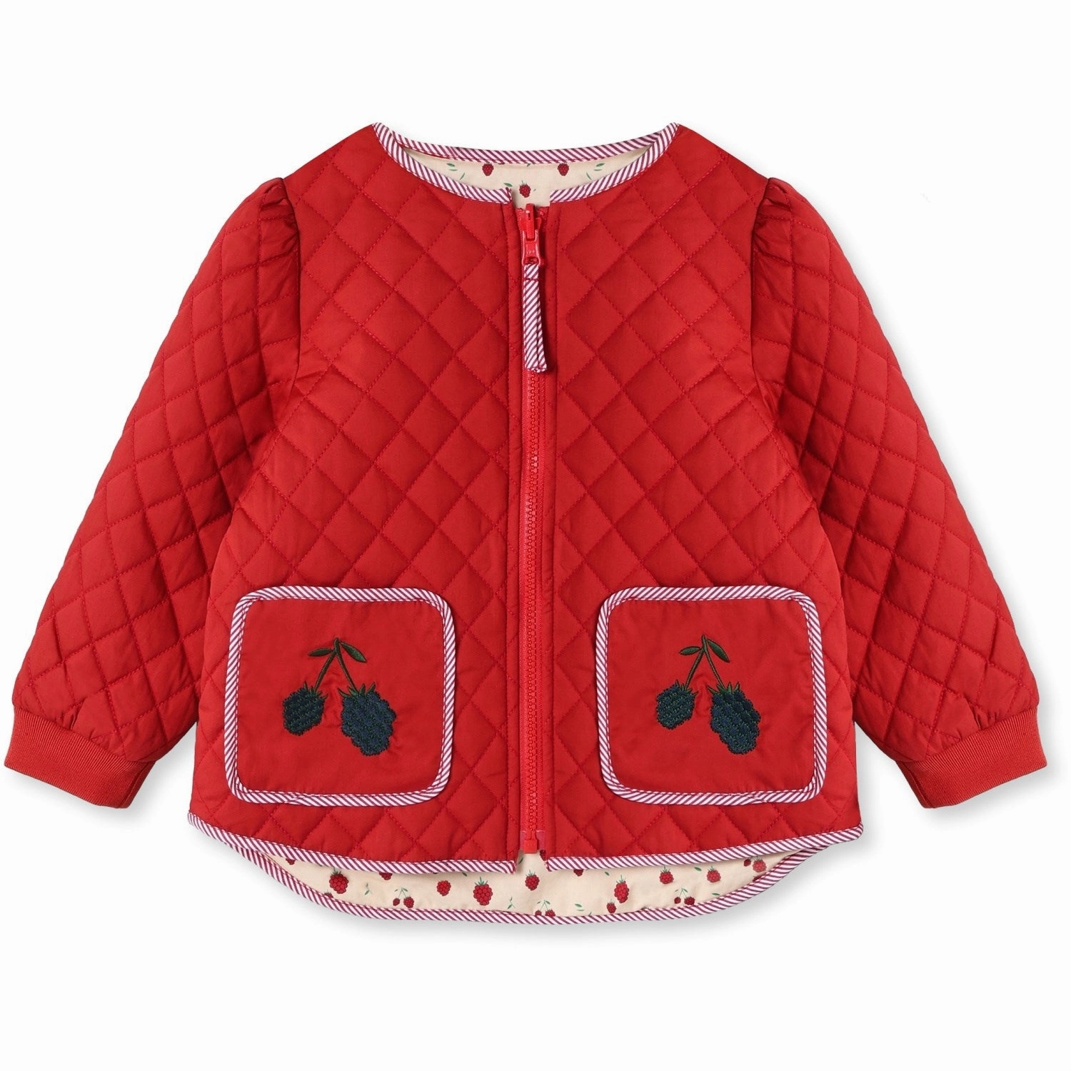 Fliink Pompeian Red Aop Kota Berry Jacket Comfortable Chic