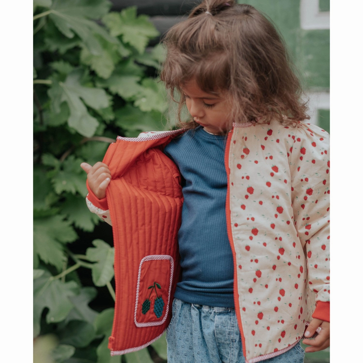 Fliink Pompeian Red Aop Kota Berry Jacket Comfortable