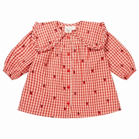 Flss Berry Gingham Molly LS Dress Cuff Functional